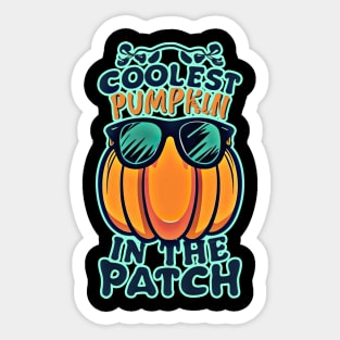 Coolest Pumpkin in the Patch halloween pumpkin wearing cool glass Sticker